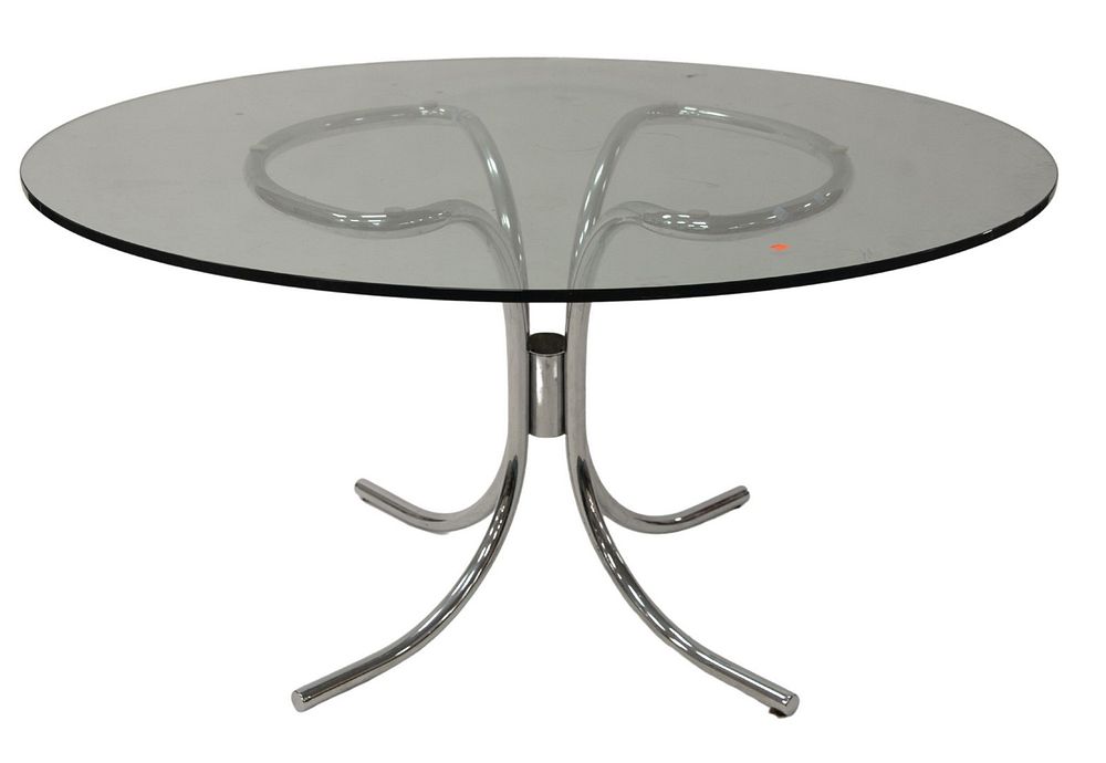 Appraisal: Round Glass Top Kitchen Table with chrome base height inches