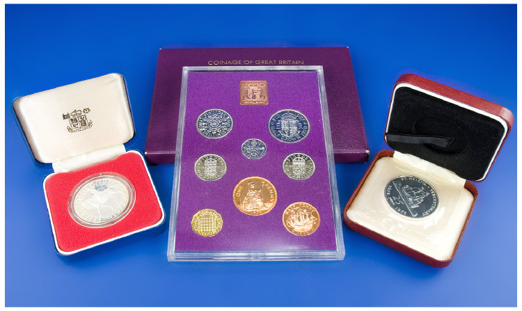 Appraisal: Two Silver Crowns in Original Boxes Plus Coinage of Great