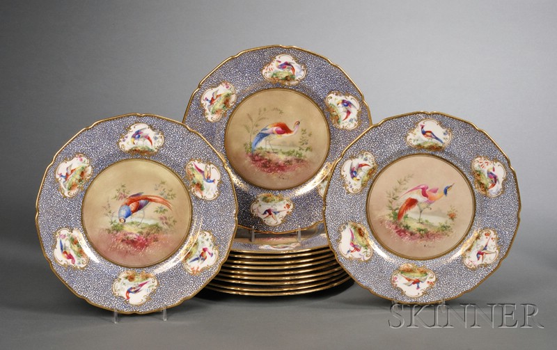 Appraisal: Set of Twelve Royal Doulton Handpainted Porcelain Dinner Plates Robert