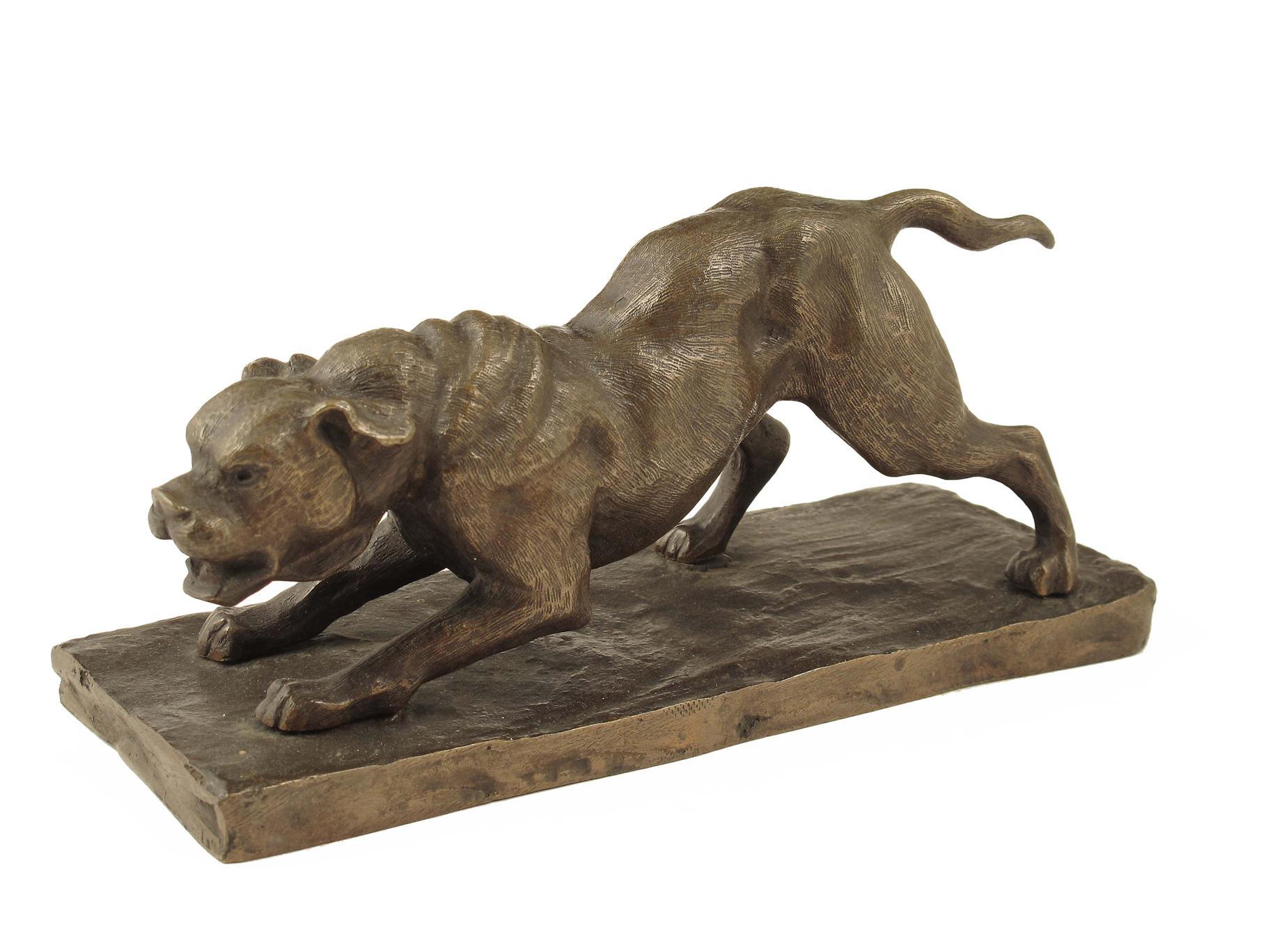 Appraisal: A French bronze of a growling bullmastiff