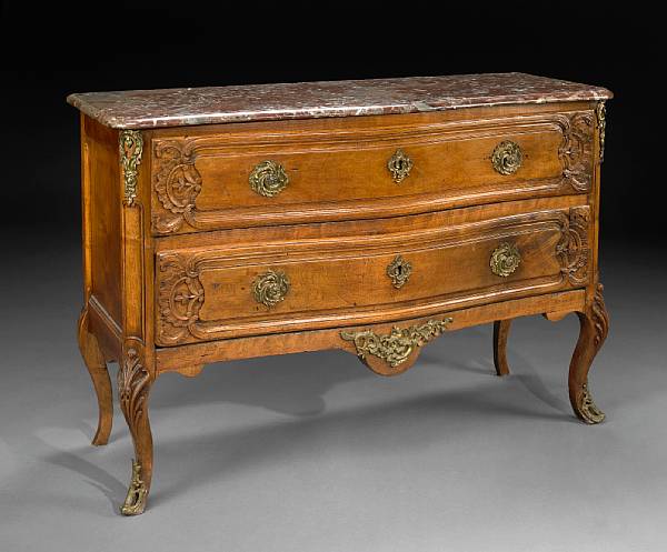 Appraisal: A Louis XV carved walnut commode early th century The