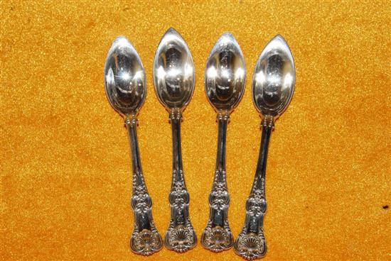 Appraisal: FOUR TIFFANY CO STERLING MELON SPOONS In the English King