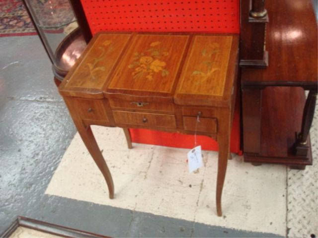 Appraisal: Louis XV Style Inlaid Vanity With lift top From a