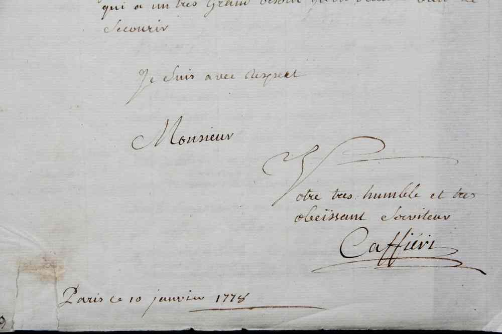 Appraisal: AUTOGRAPH LETTER SIGNED by Jean-Jacques Caffieri - French sculpteur du