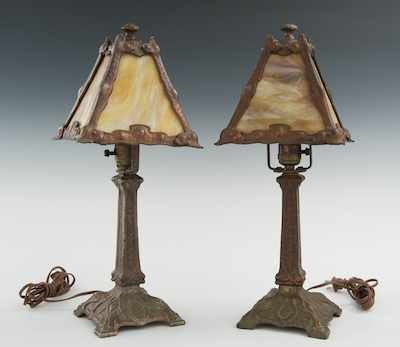 Appraisal: A Pair of Arts and Crafts Table Lamps with Slag