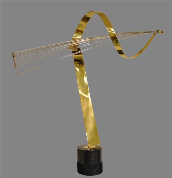 Appraisal: Curtis Jere brass and chrome sculpture on polished black granite