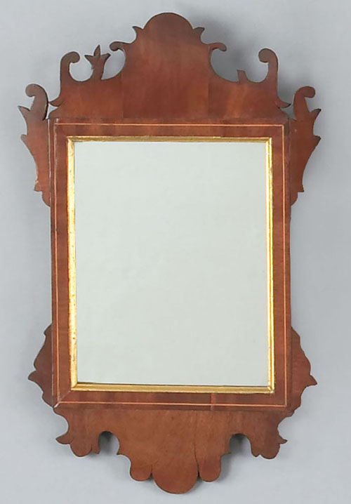 Appraisal: Chippendale mahogany looking glass ca with line inlaid surround h