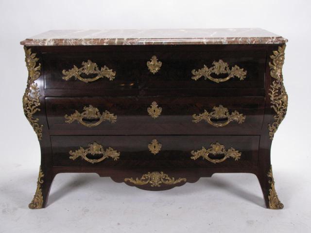 Appraisal: Three-drawer French style decorator commode with cast metal curved and