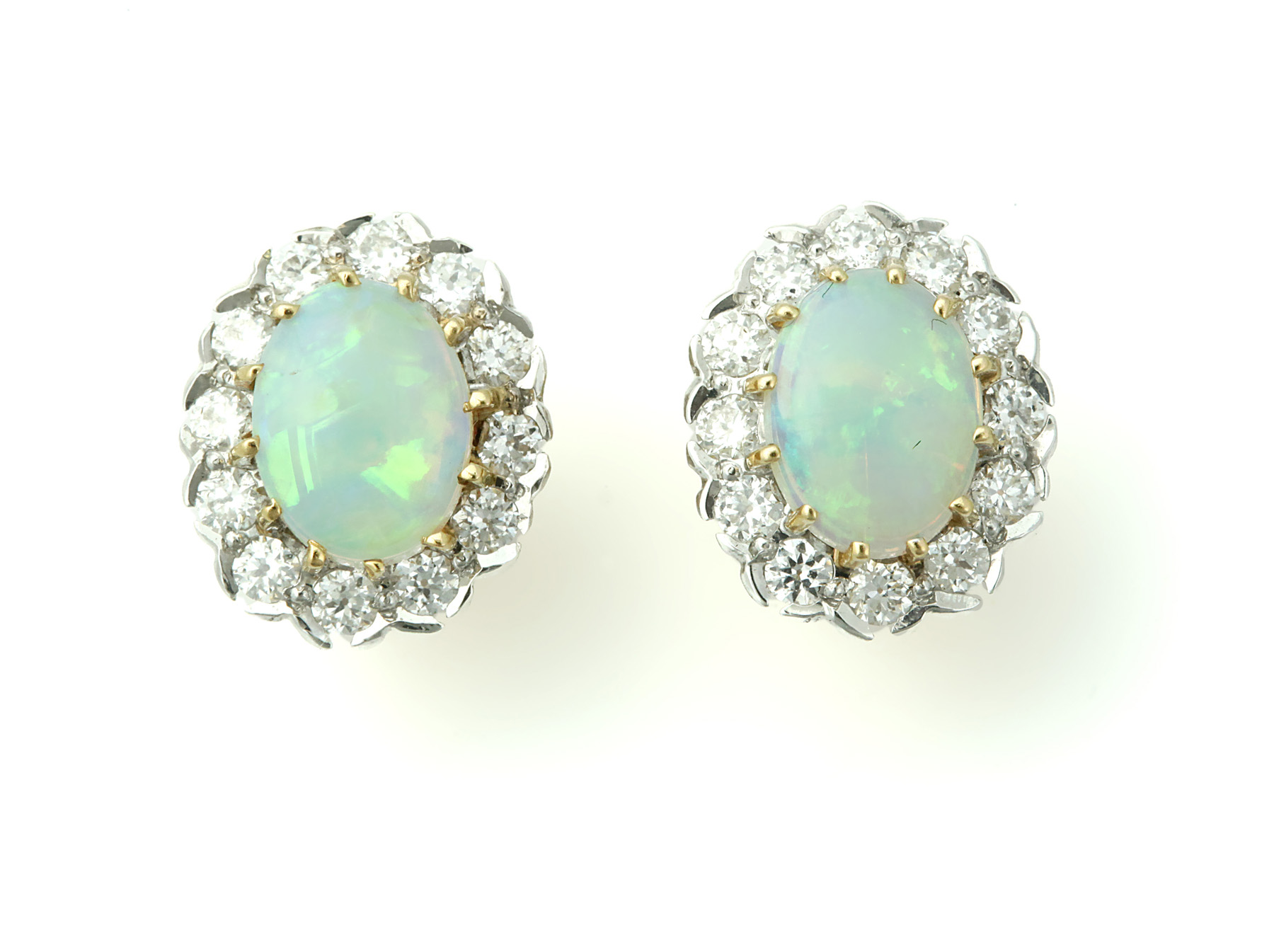 Appraisal: OPAL AND DIAMOND EARRINGS American st century White and yellow