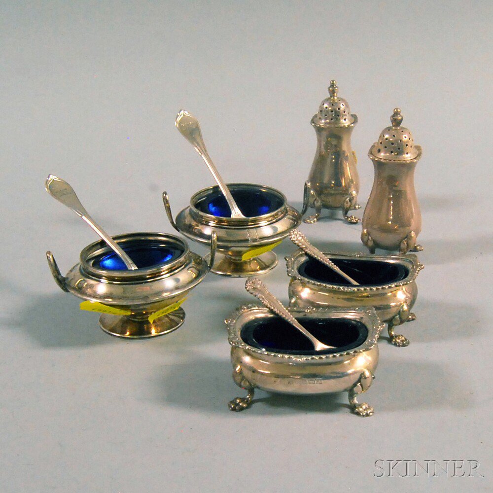 Appraisal: Small Group of Silver Salt Cellars and Shakers a pair