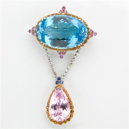 Appraisal: Diamond and Gem-Set Pendant-Brooch Estimate -