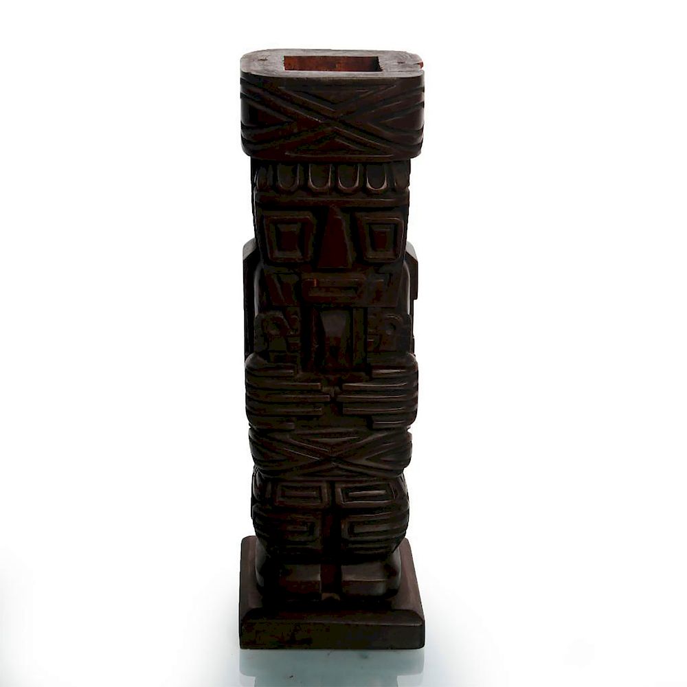 Appraisal: INCA STYLE CARVED WOOD TOTEM Mid-century carved solid mahogany with