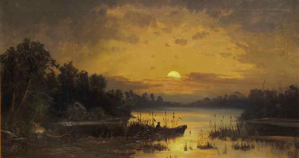 Appraisal: FREDERICK FERDINAND SCHAFER AMERICAN - MOONRISE ON SACREMENTO CALIFORNIA Oil