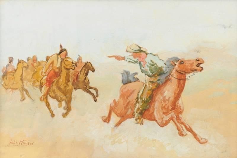 Appraisal: JOHN HAUSER American - A PAINTING The Chase JOHN HAUSER