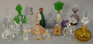 Appraisal: Tray lot of crystal perfume bottles including Empire art gold