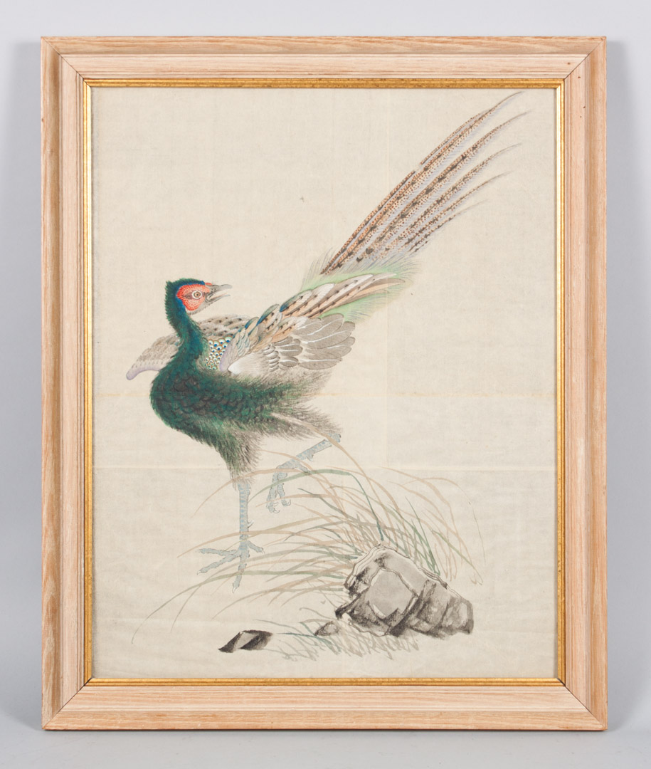 Appraisal: Japanese School th c painting depicting pheasant and scholar stone