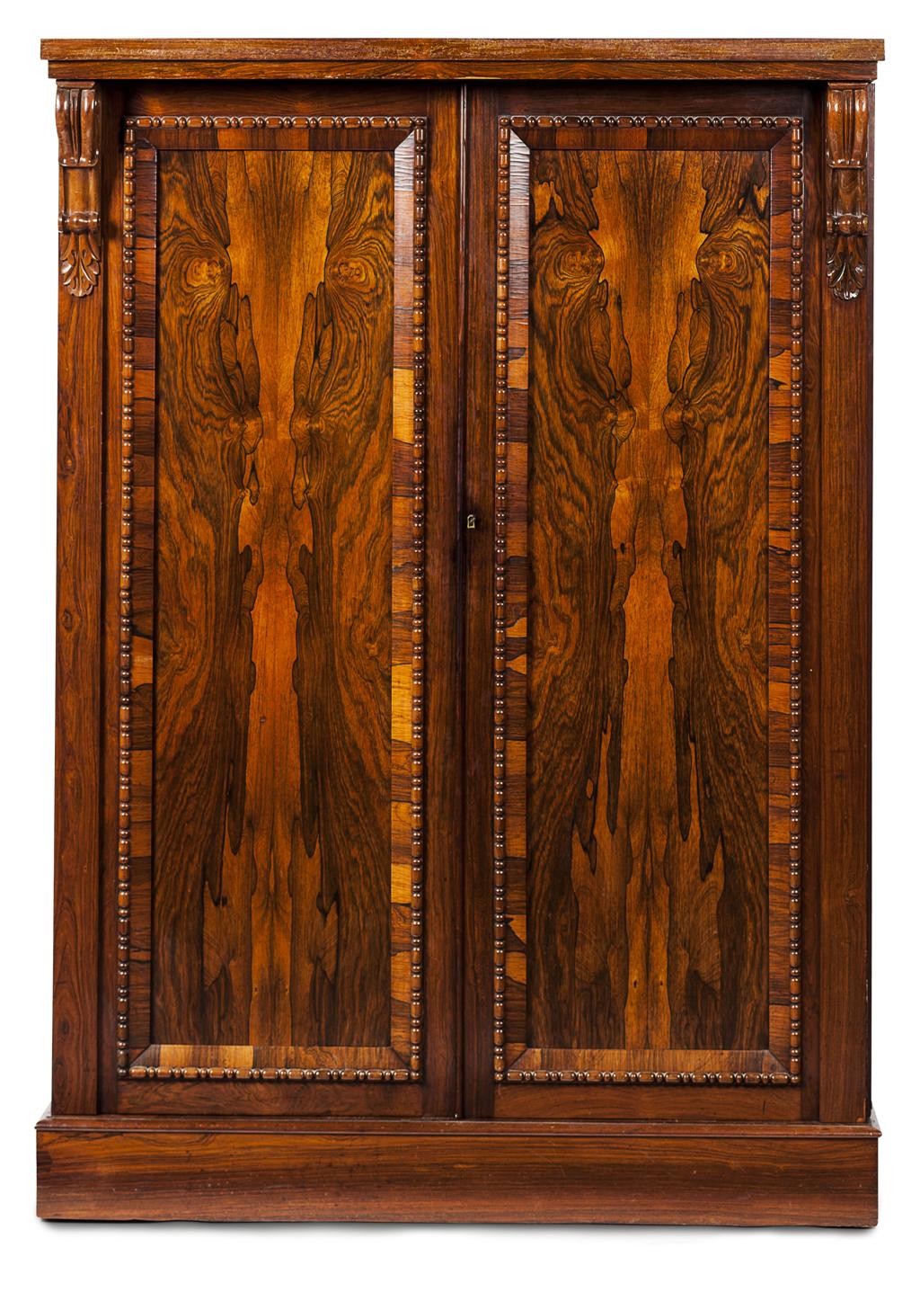 Appraisal: WILLIAM IV ROSEWOOD WARDROBE CIRCA the plain cornice above a