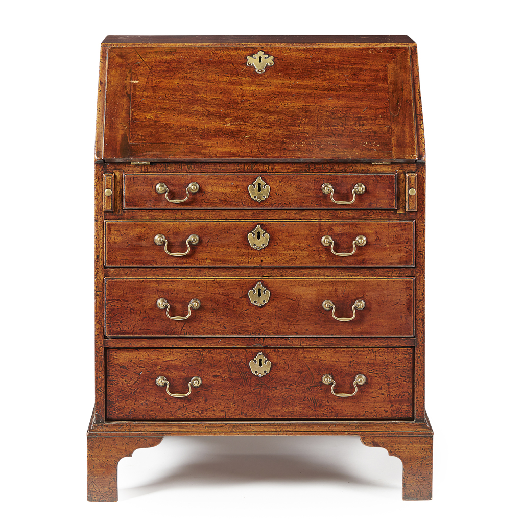 Appraisal: SMALL GEORGE III MAHOGANY BUREAU TH CENTURY the slant front