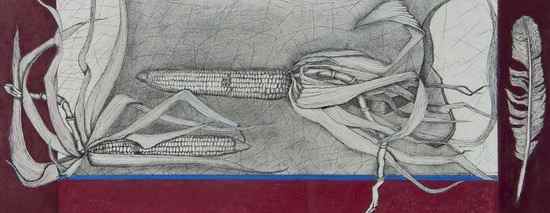 Appraisal: Cecily Sash b Corn on the cob with feather pen