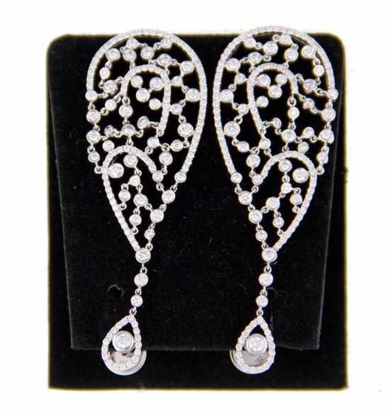 Appraisal: Pair diamond-set gold chandelier earrings K white gold set with