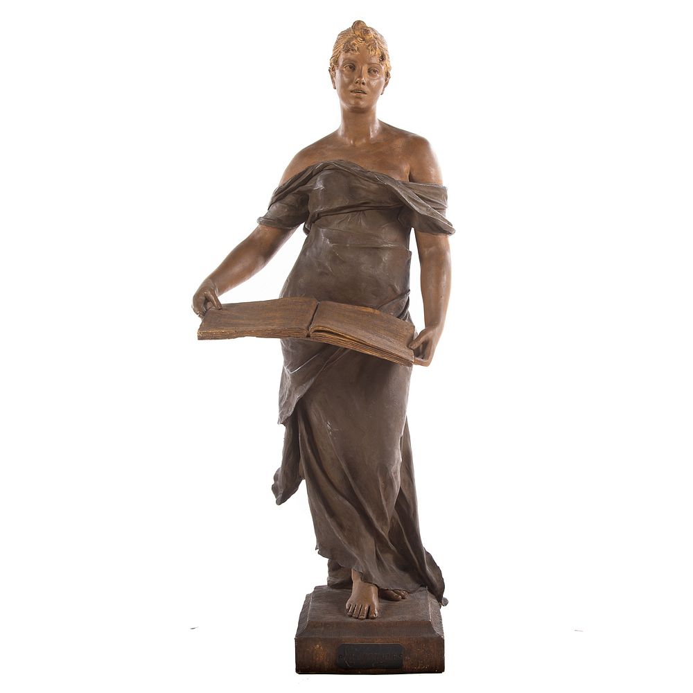 Appraisal: Large Goldscheider Spelter Figure La Chanson Fourth quarter th century