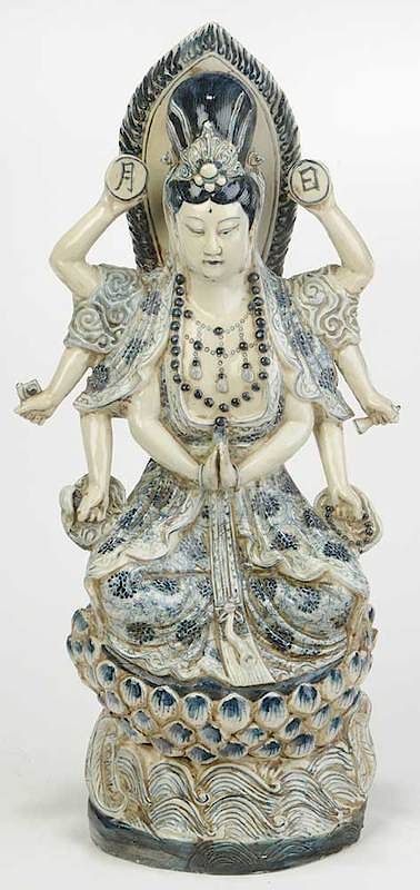 Appraisal: Large Chinese Blue and White Guanyin th century dramatic rendering