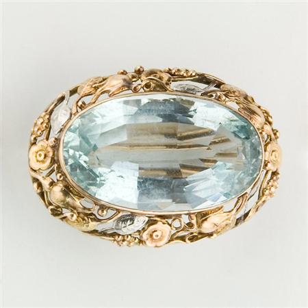 Appraisal: Arts and Crafts Gold Platinum and Aquamarine Pendant-Brooch Estimate -