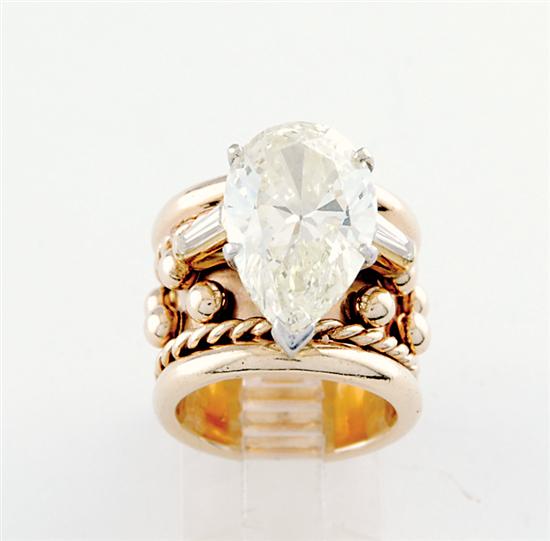 Appraisal: Diamond ring pear-shape diamond approximately ct color light yellow clarity