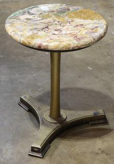 Appraisal: Neoclassical style occasional table the circular variegated marble top raised