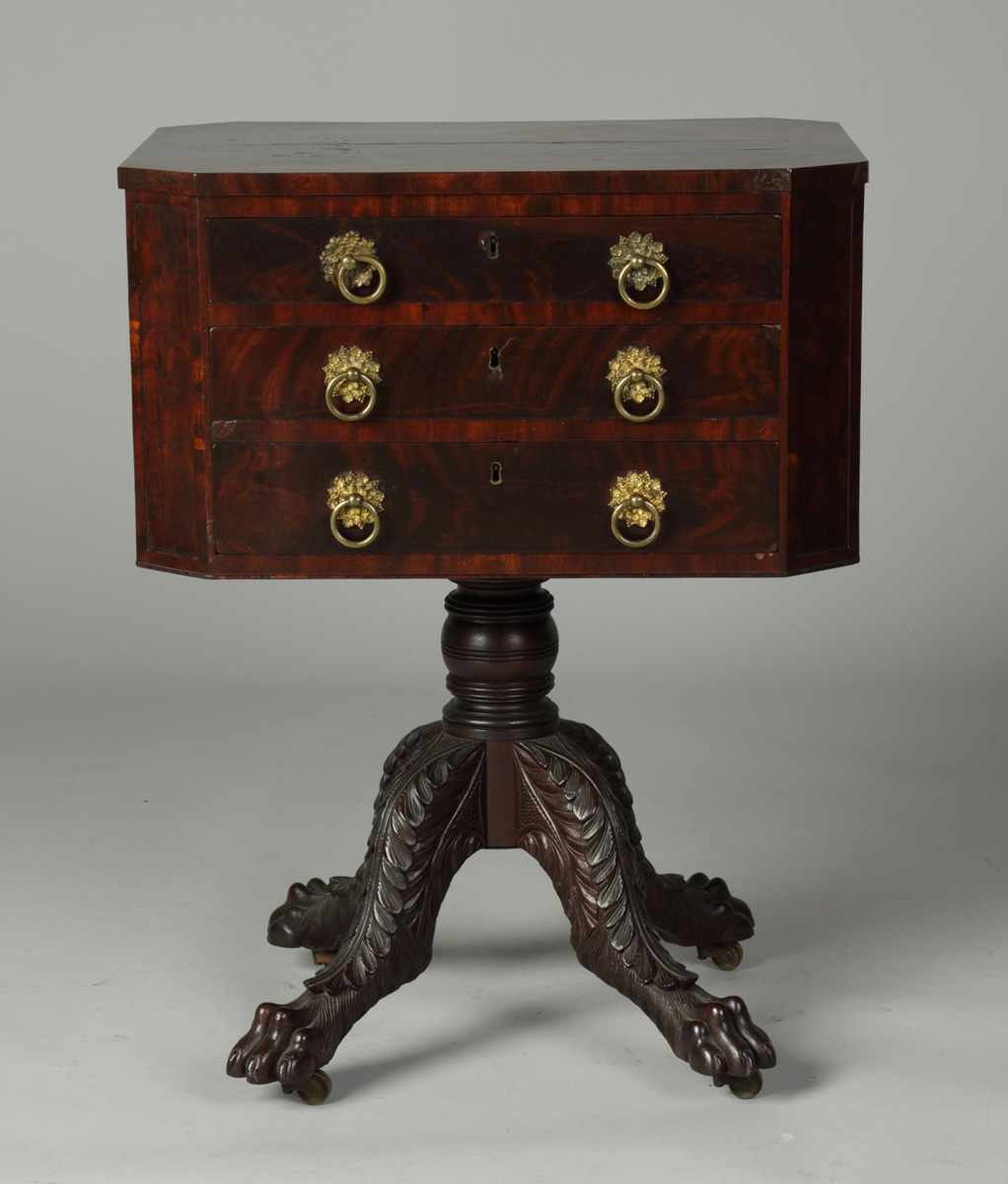 Appraisal: -Drawer Mahogany Writing Stand Paw feet w acanthus leaves Condition