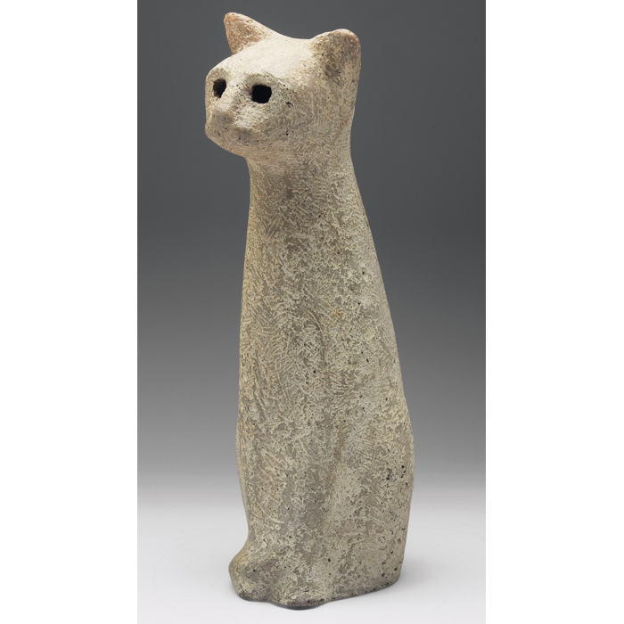 Appraisal: Rare Claude Conover sculpture large cat with cutout eyes signed