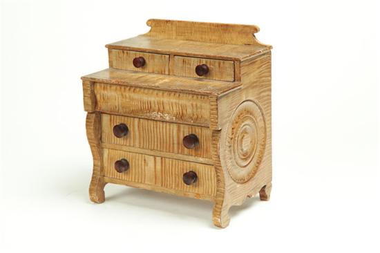 Appraisal: DECORATED MINIATURE CHEST OF DRAWERS American nd quarter- th century