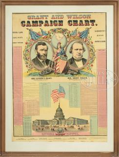 Appraisal: FRAMED RARE U S GRANT AND WILSON -COLOR PRESIDENTIAL CAMPAIGN