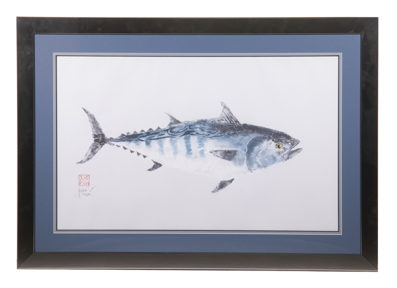 Appraisal: A JAPANESE GYOTAKU PRINT OF A FALSE ALBACORE FISH COA