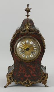 Appraisal: Boulle ebonized and gilt metal mantle clock the French eight