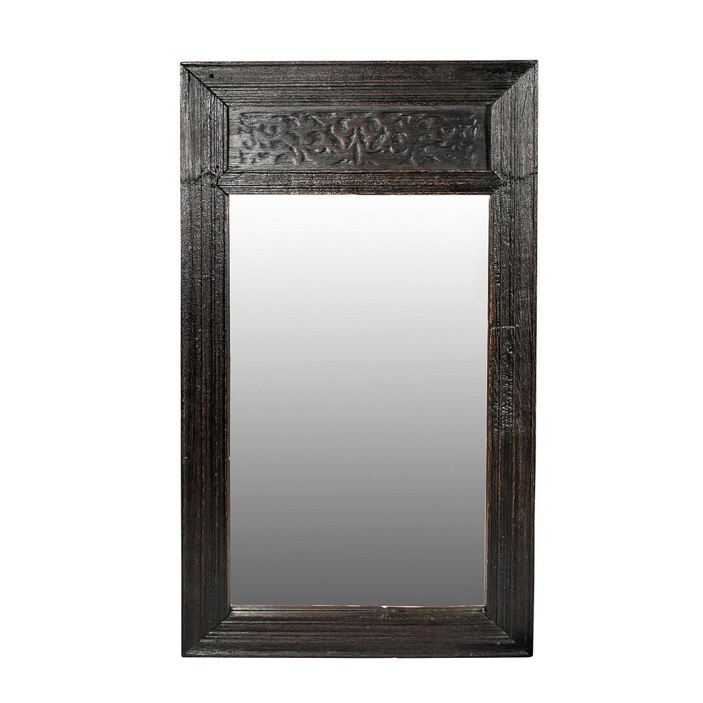 Appraisal: THAI CARVED WOODEN FRAME MIRROR Large rectangular shaped mirror with