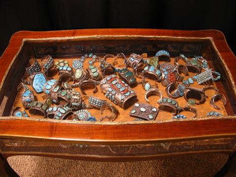 Appraisal: NATIVE AMERICAN SILVER TURQUOISE JEWELRY Includes ninety three pieces of