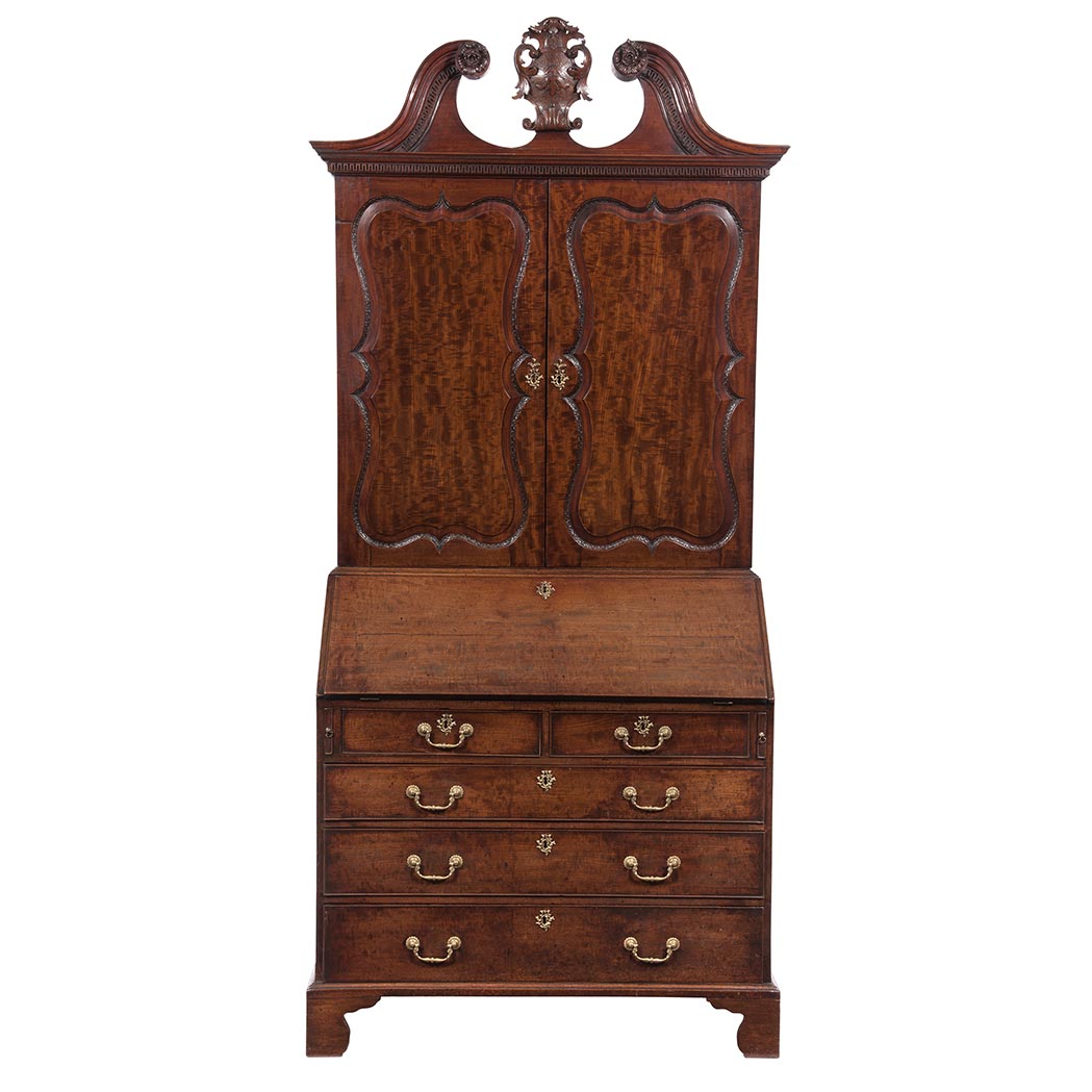 Appraisal: George II Mahogany Desk and Bookcase Attributed to Giles Grendey