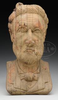 Appraisal: CARVED PINE BUST OF BEARDED GENTLEMAN CARVED PINE BUST OF