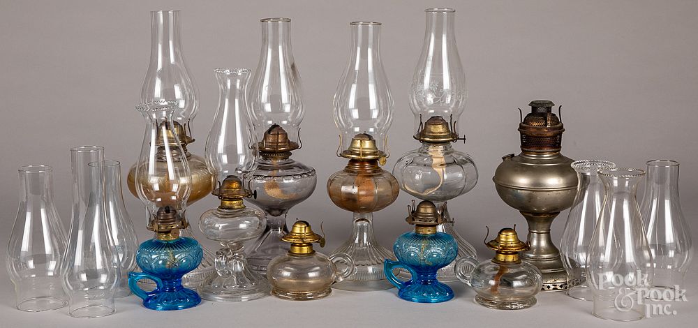 Appraisal: Ten glass fluid lamps Ten glass fluid lamps Condition Good