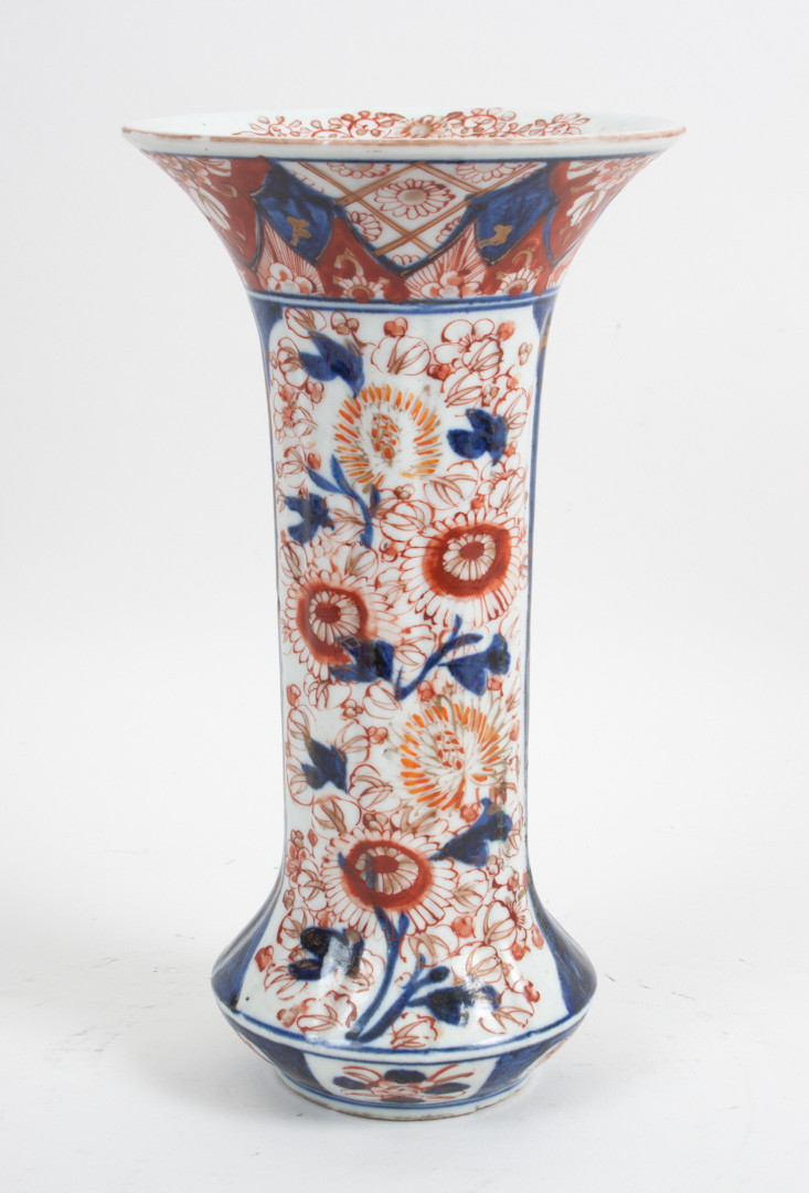 Appraisal: Japanese Imari porcelain trumpet vase late th century in