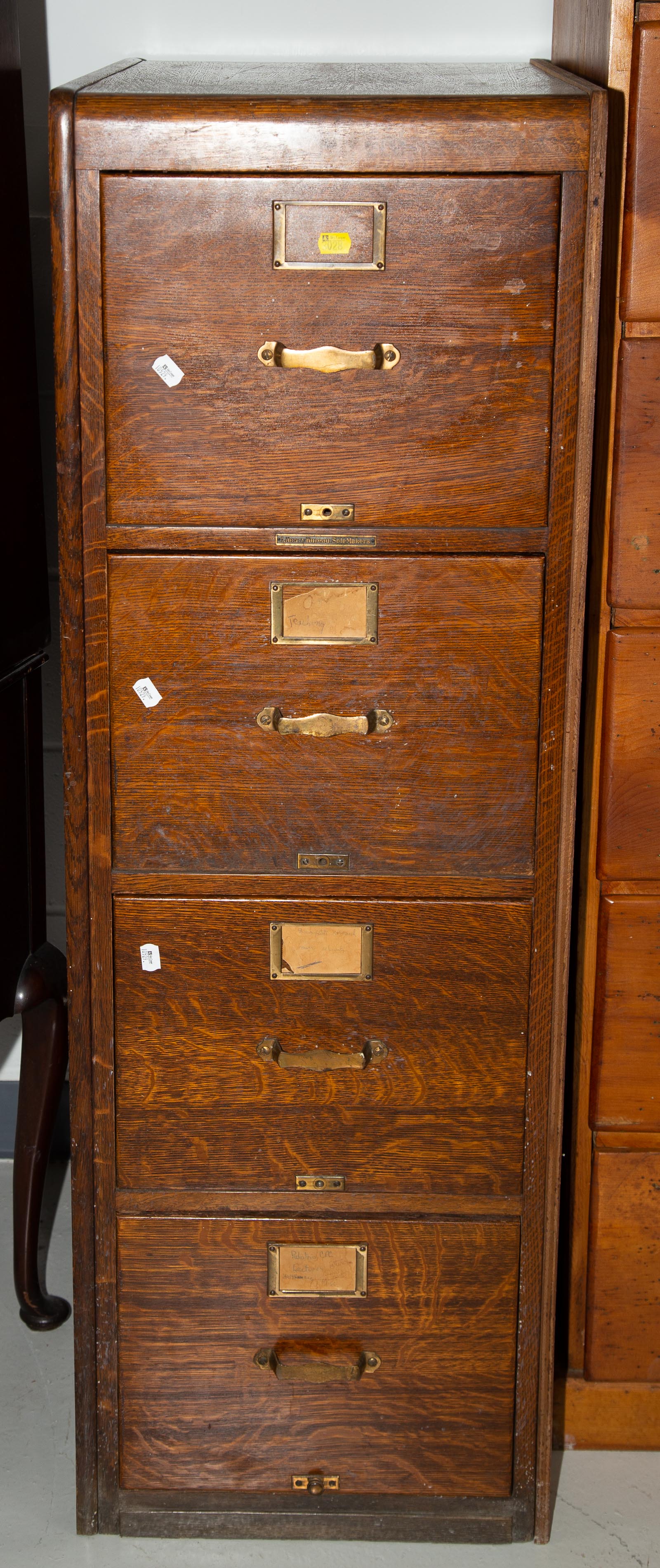 Appraisal: FOUR DRAWER OAK FILE CABINET Library Bureau st half th