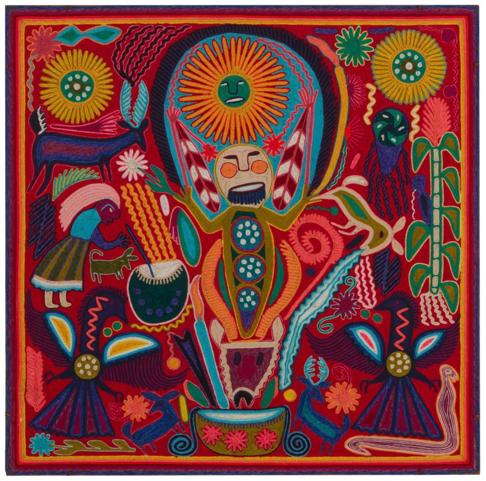 Appraisal: A Huichol yarn painting th Century Huichol people Mexico In