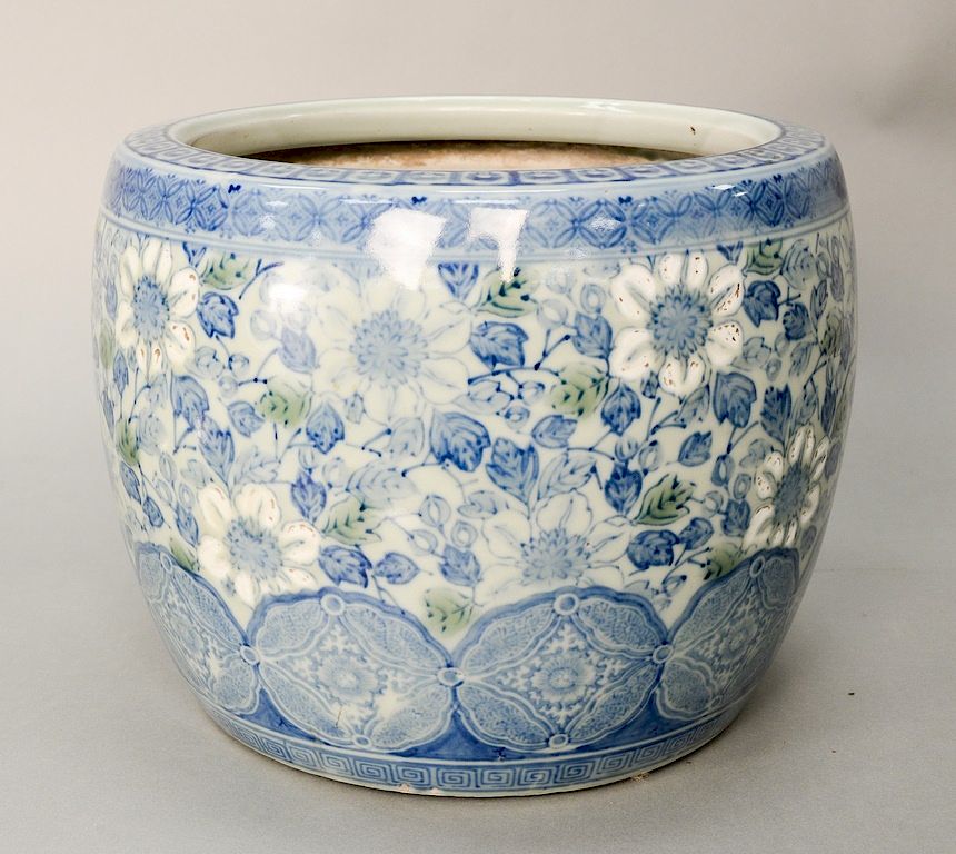 Appraisal: Blue and white porcelain hibachi Japan Meiji th th century