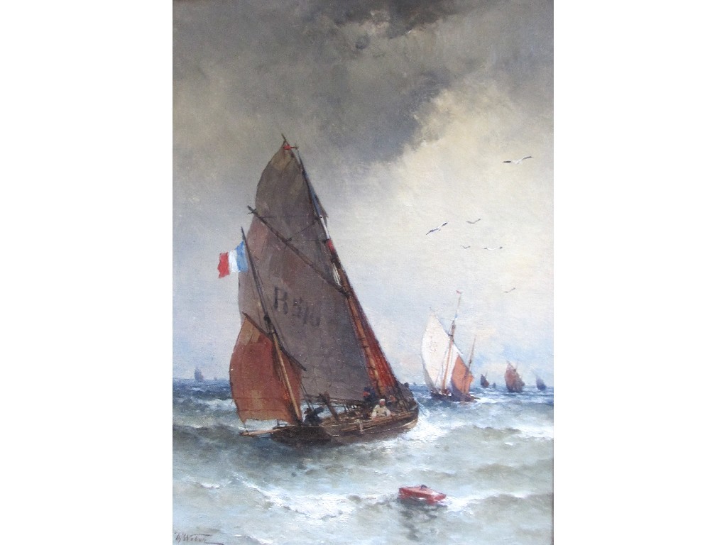 Appraisal: THEODORE ALEXANDER WEBER - FISHING BOATS HEADING OUT Oil on