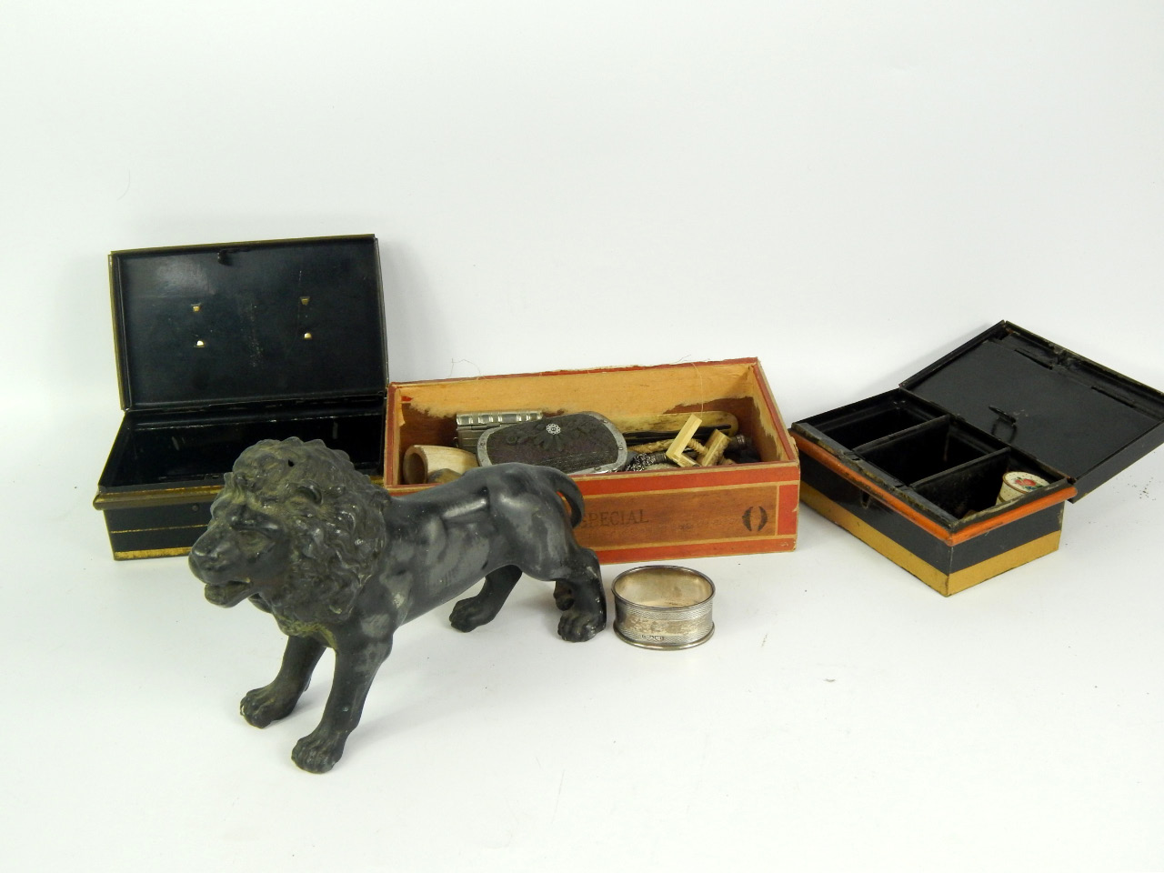 Appraisal: Collectables including an Alpacca cigarette case Symington's puzzle lady's evening