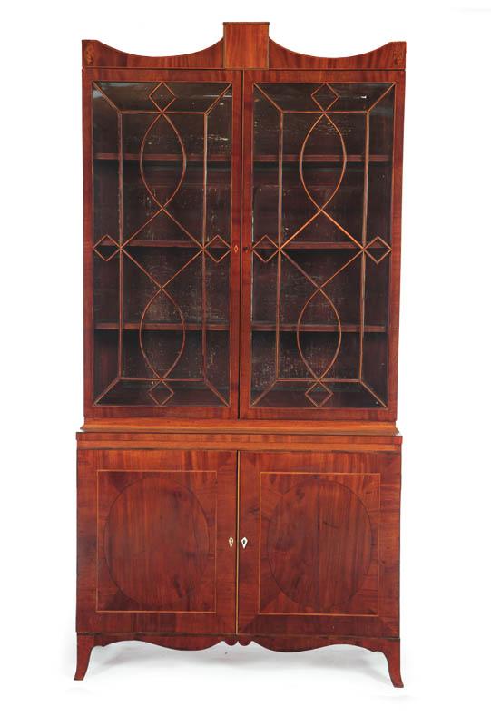 Appraisal: INLAID HEPPLEWHITE BOOKCASE English late th-early th century mahogany veneer