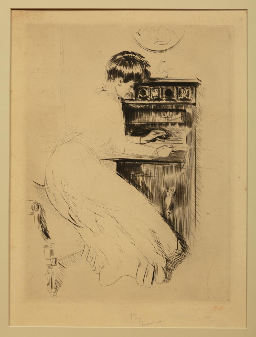 Appraisal: Paul Cesar Helleu French - Femme Assise au Bureau drypoint