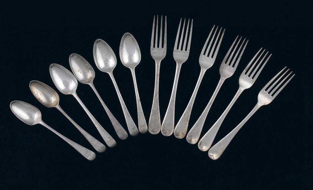 Appraisal: A SET OF SIX GEORGE III TABLE FORKS AND TWO