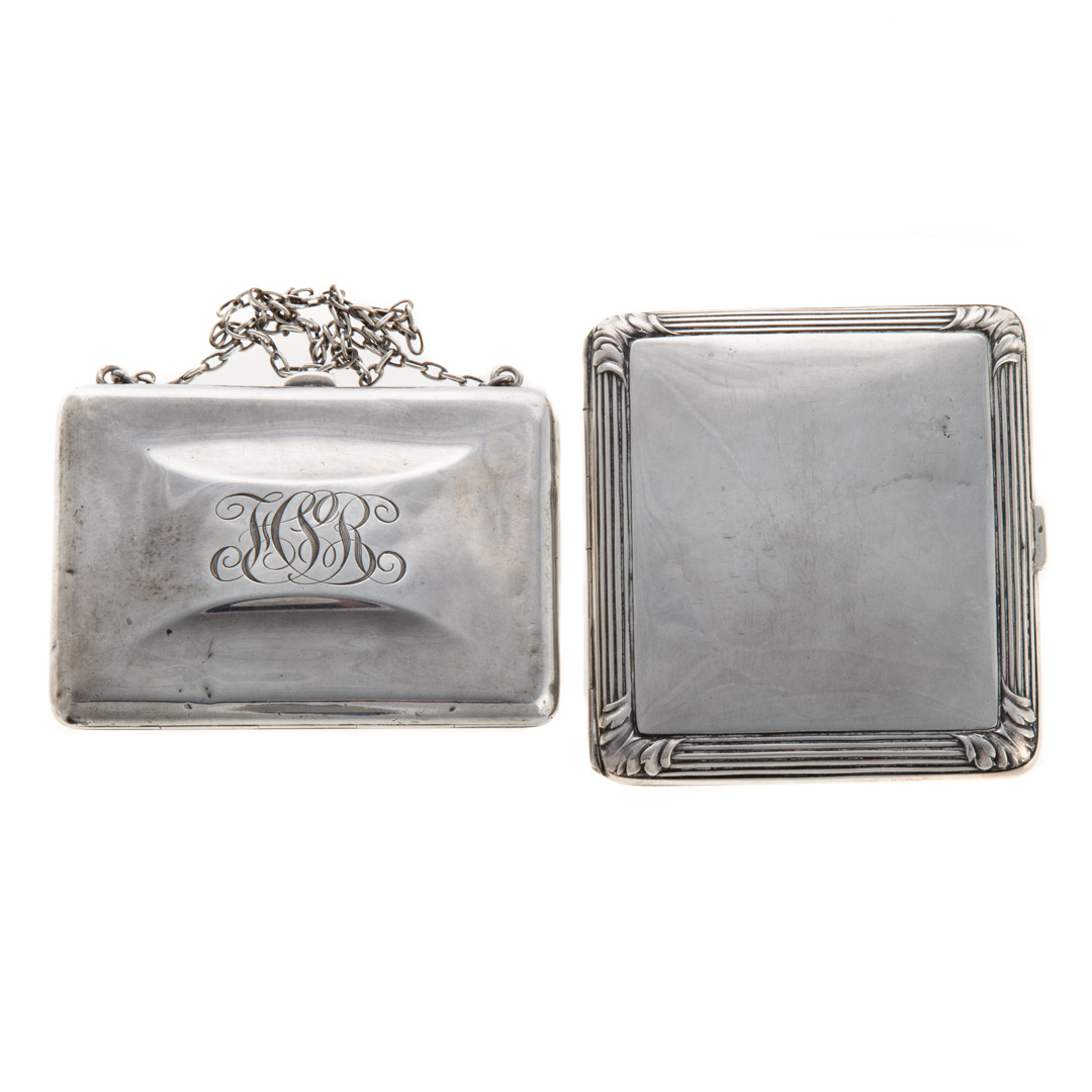 Appraisal: Cont silver cigarette case sterling minaudiere Art Nouveau German silver